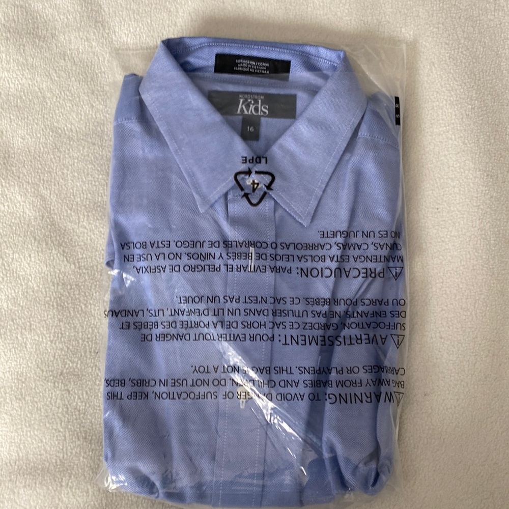 notdstrom kids white blue neat size 16 dress shirt